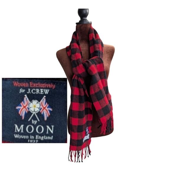 Pure merino  JCREW wool buffolo check SCARF Abraham Moon - Picture 1 of 7